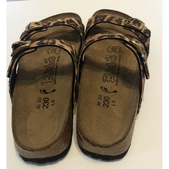 Birki's Birkenstock Tahiti Leopard Print Glitter Strap Sandal Women’s Sz US5 - Picture 3 of 5